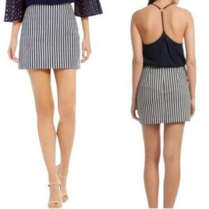 $99 NWT Trina Turk Navy Black Blue White Stripe Mini Skirt size 6